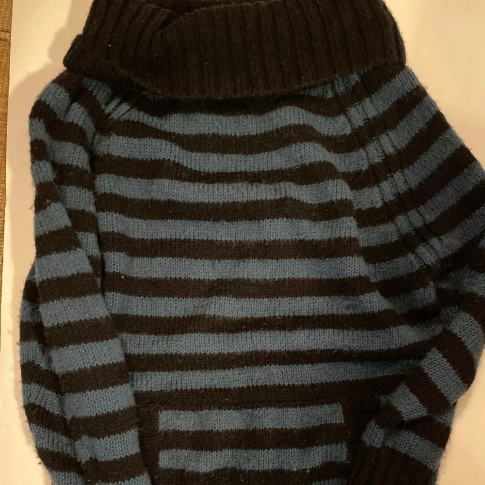 Free People Sweater XS cowl stripe wool blue black